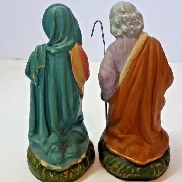 Vintage Fontanini Paper Mache Italy Nativity Set Joseph and Mary 4" High - Picture 5 of 8